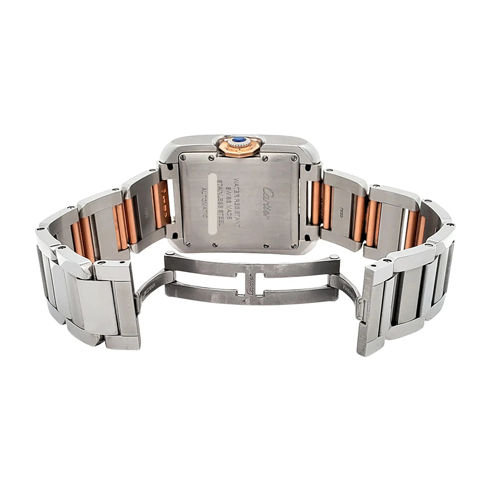 Cartier Tank Anglaise Large Silver Roman Dial 2-Tone Rose Gold/Steel 39.2 x 29.8 mm Watch 3511 W5310007 - Image 8
