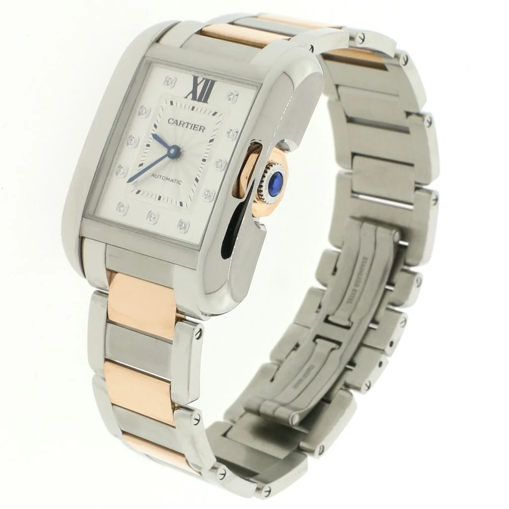 Cartier Tank Anglaise Medium 2-Tone 18K Factory Diamond Dial Automatic Watch WT100034 - Image 3