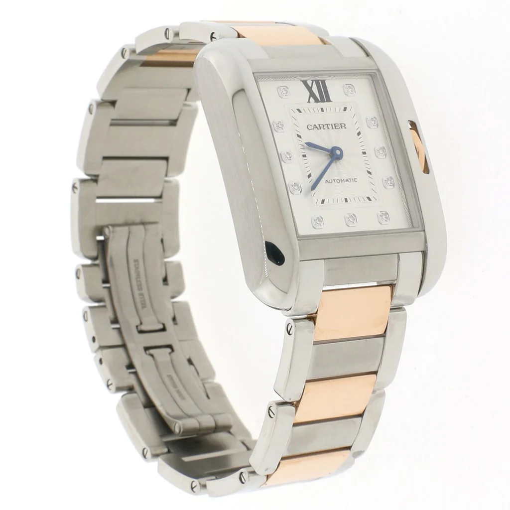 Cartier Tank Anglaise Medium 2-Tone 18K Factory Diamond Dial Automatic Watch WT100034 - Image 4