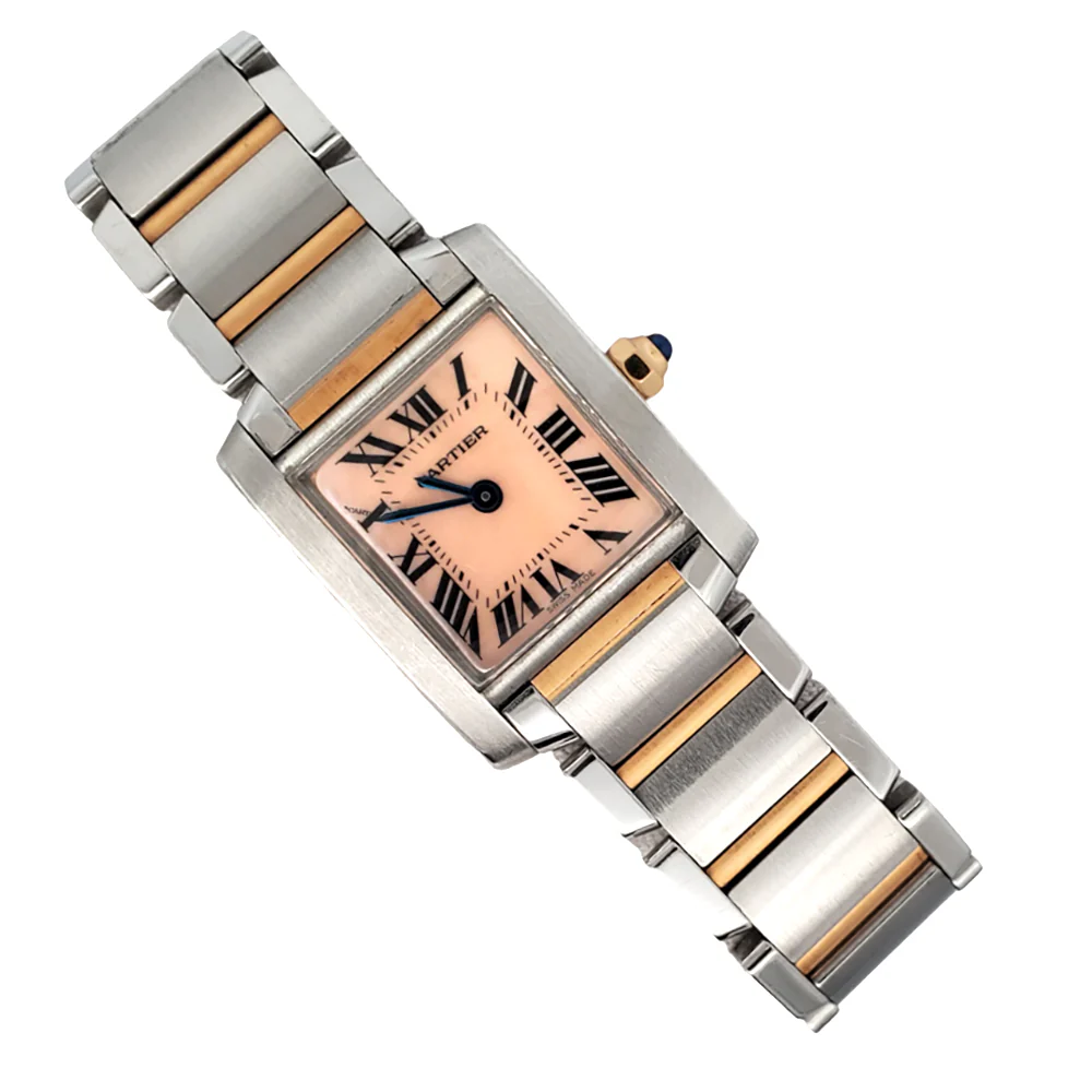 Cartier Tank Francaise 20mm Pink Mother of Pearl 2-tone Yellow Gold/Steel Watch 2384 W51007Q4 - Image 3