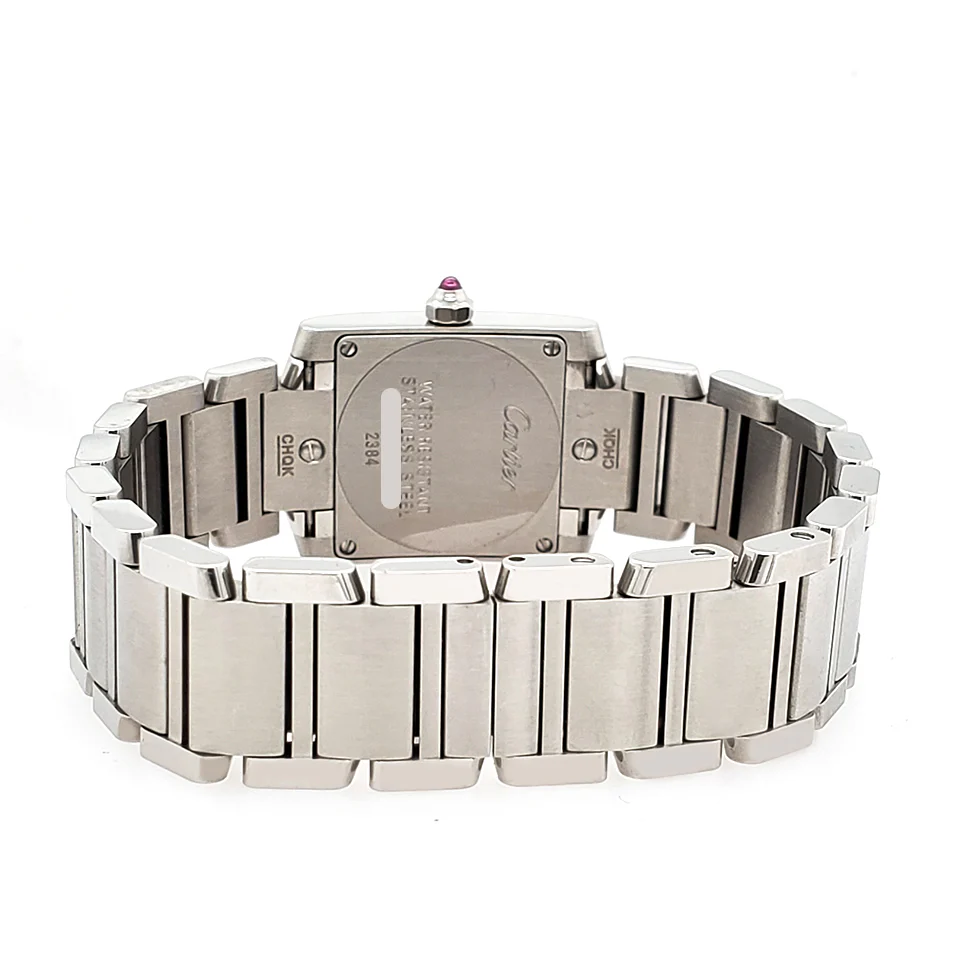 Cartier Tank Francaise 20mm Pink Mother of Pearl Steel Ladies Watch W51028Q3 - Image 4