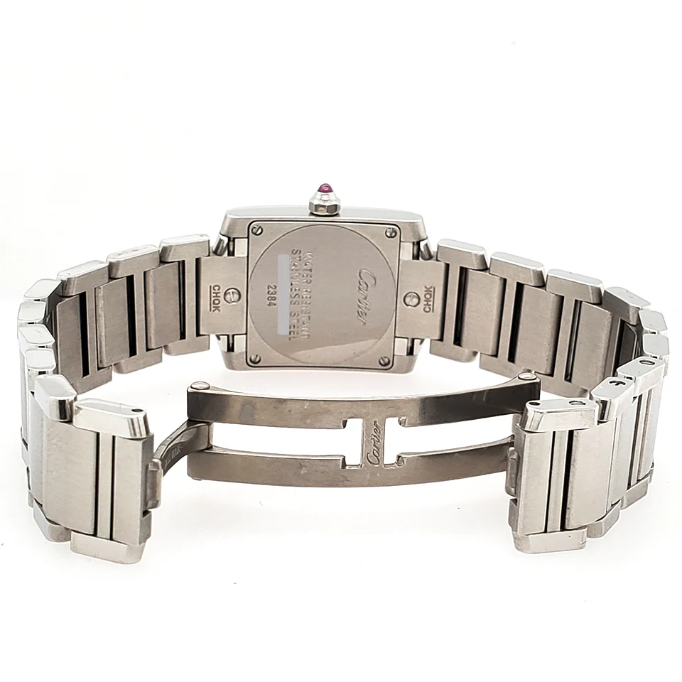 Cartier Tank Francaise 20mm Pink Mother of Pearl Steel Ladies Watch W51028Q3 - Image 5