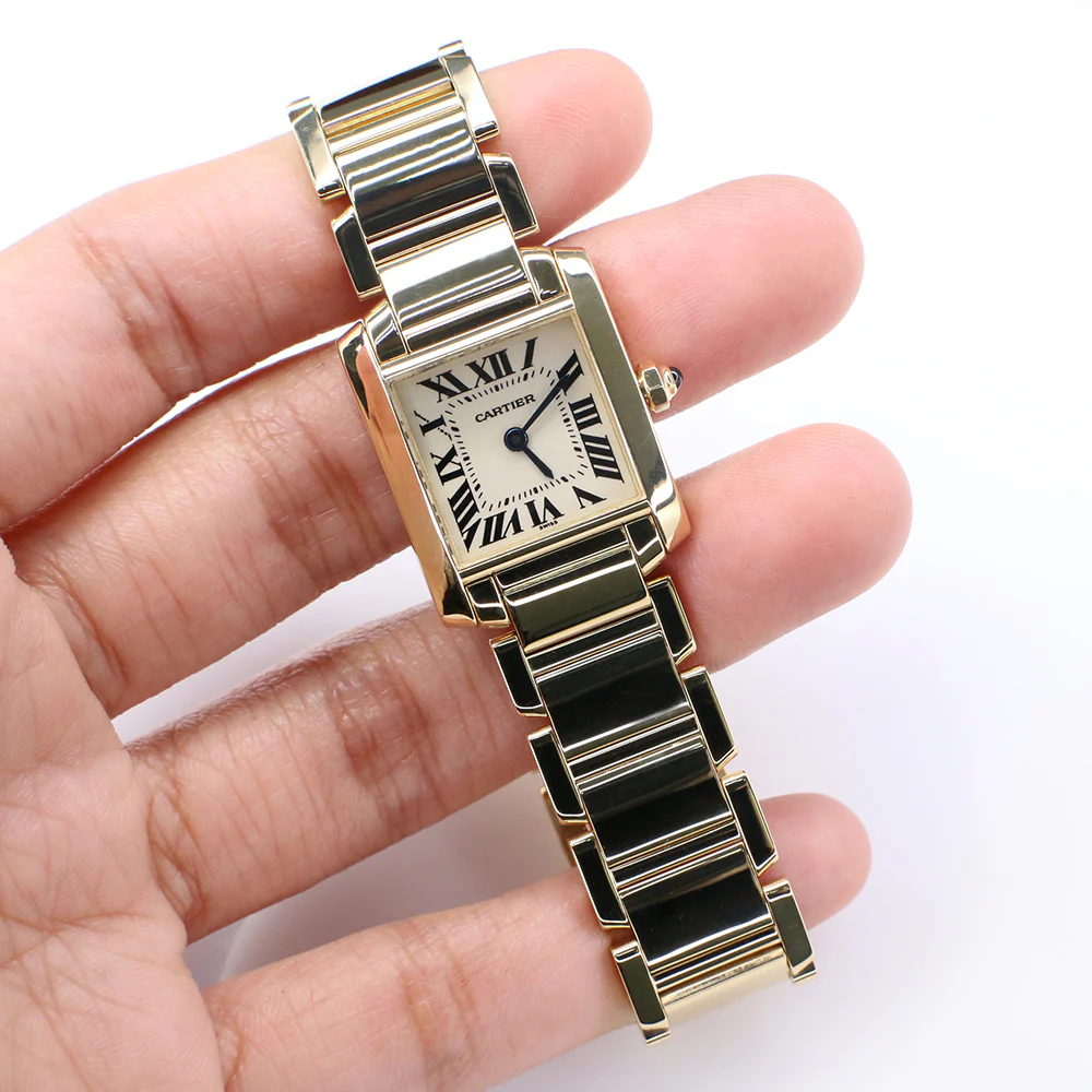 Cartier Tank Francaise 20MM Yellow Gold Roman Dial Ladies Watch Papers W50002N2 - Image 3