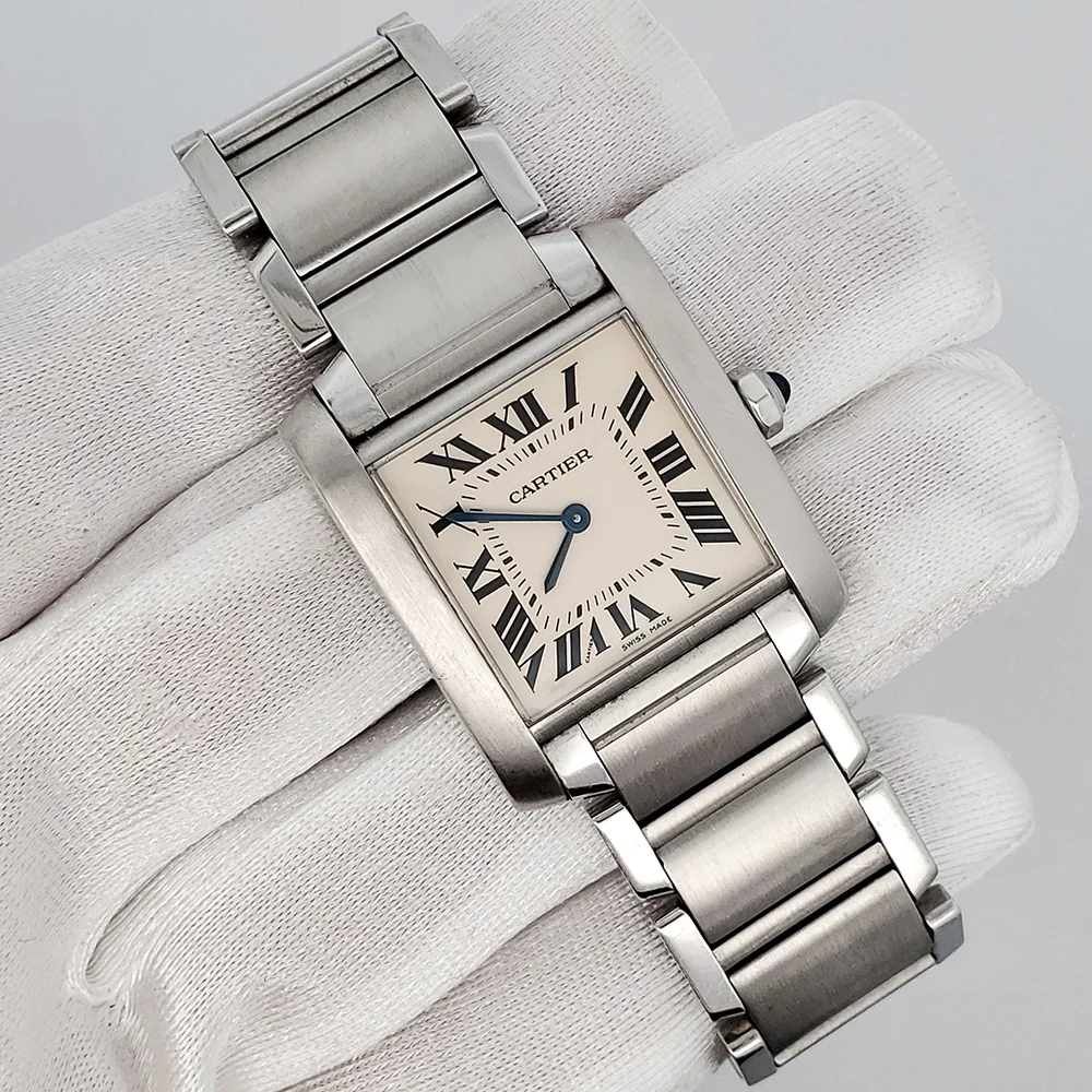 Cartier Tank Française 25mm Off-white Roman Dial Quartz Stainless Steel Watch 2301 - Image 3