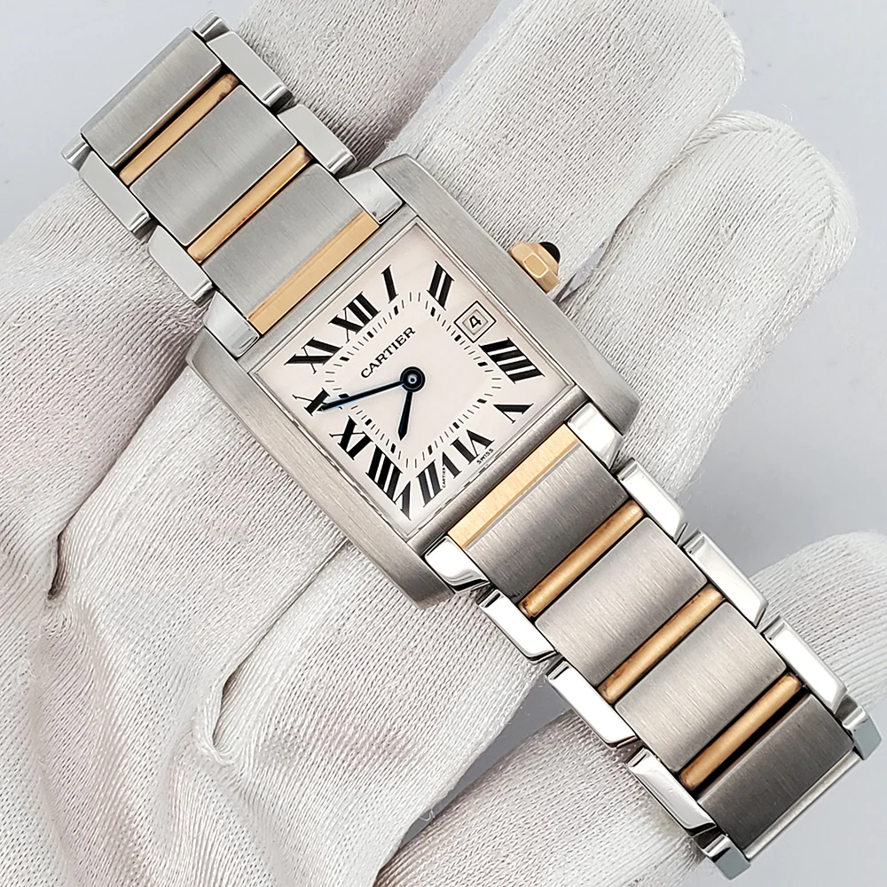 Cartier Tank Francaise 25mm White Roman 2-tone Yellow Gold/Steel Quartz Watch W51011Q3 2465 - Image 3