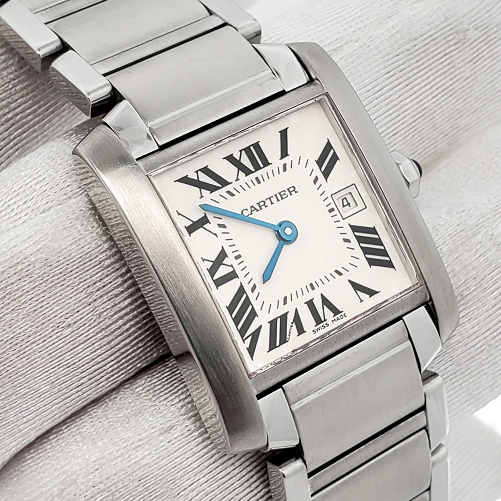 Cartier Tank Francaise 25mm White Roman Dial Stainless Steel Quartz Watch 2465 - Image 2