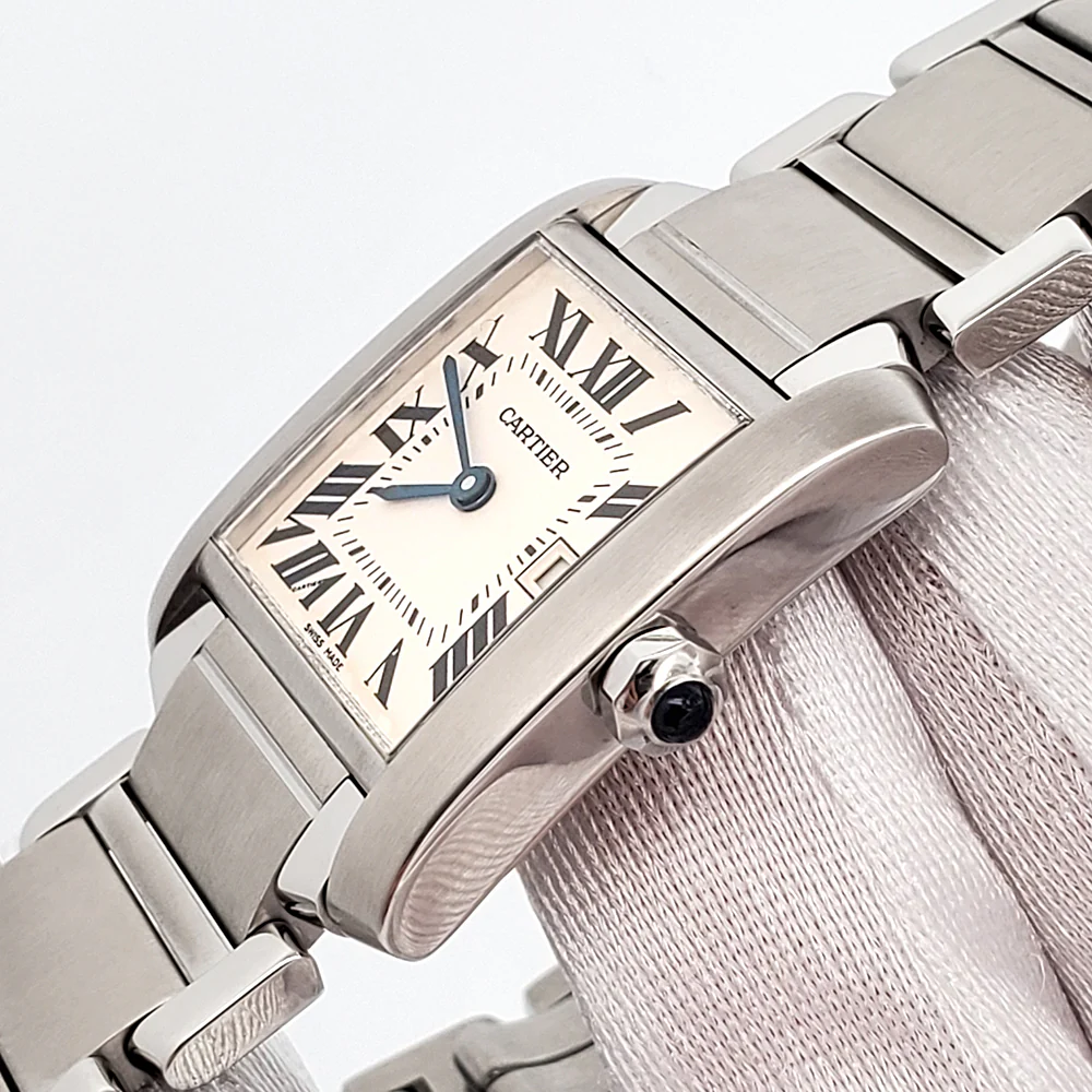 Cartier Tank Francaise 25mm White Roman Dial Steel Quartz Watch 2465 W51011Q3 - Image 3