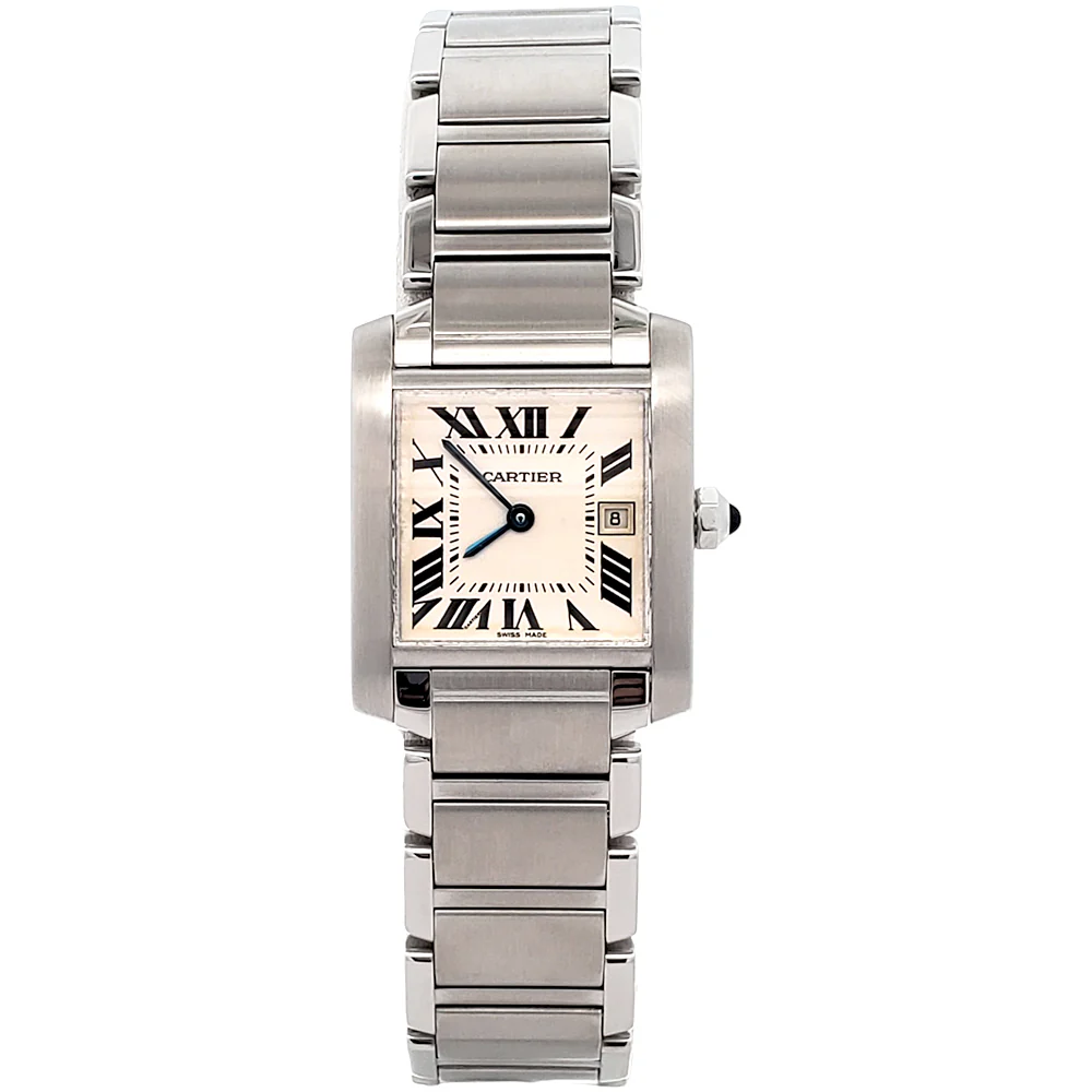 Cartier Tank Francaise 25mm White Roman Dial Steel Quartz Watch 2465 W51011Q3 - Image 4