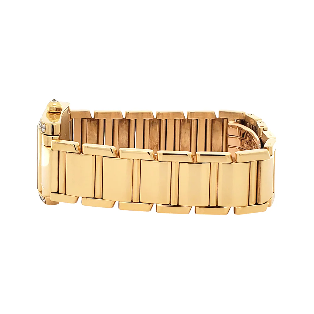 Cartier Tank Francaise Diamond 20mm Yellow Gold Light Rose Dial Ladies Watch 2385 WE1021R8 - Image 5