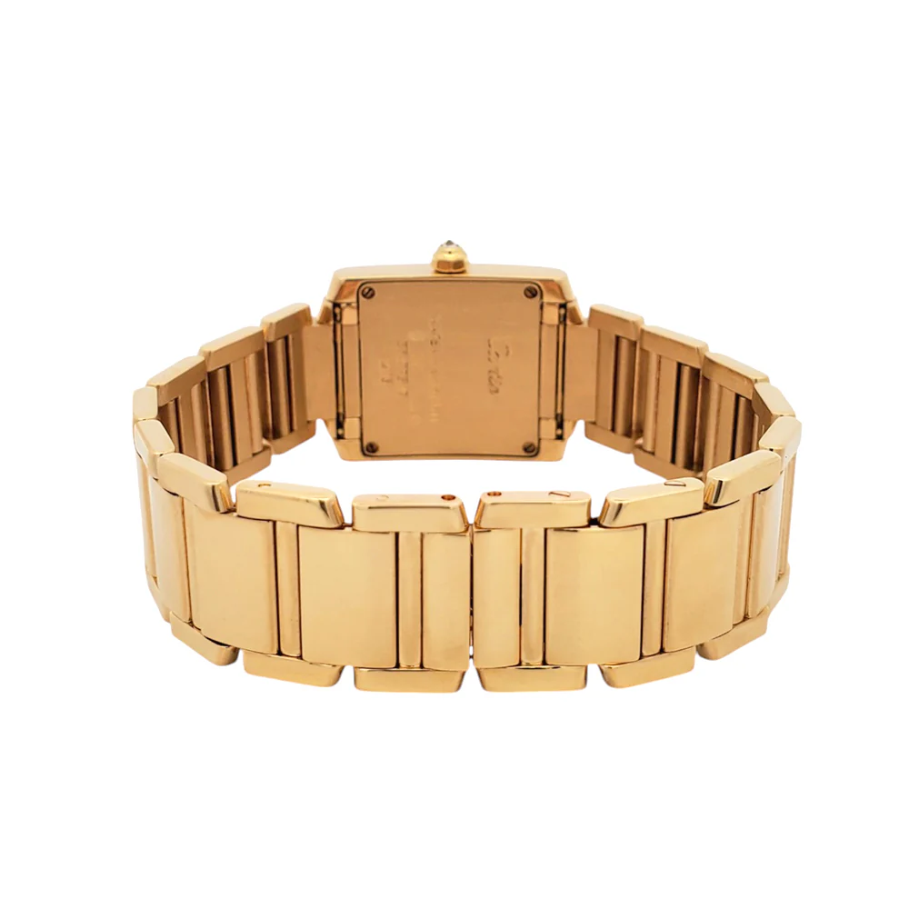 Cartier Tank Francaise Diamond 20mm Yellow Gold Light Rose Dial Ladies Watch 2385 WE1021R8 - Image 6