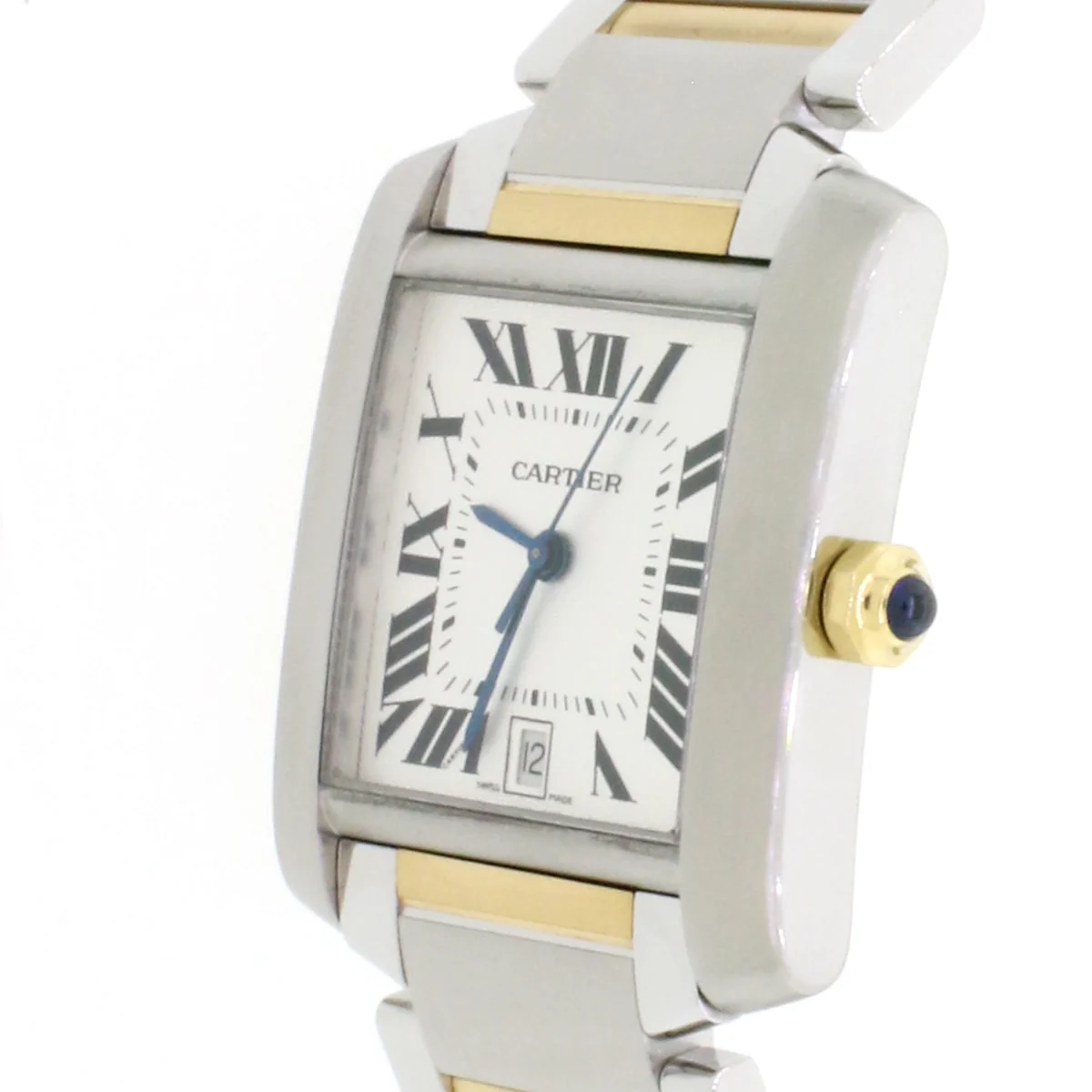 Cartier Tank Francaise Large 2-Tone 18K Yellow Gold & SS 28MM Silver Roman Dial Automatic Watch W51005Q4 - Image 3