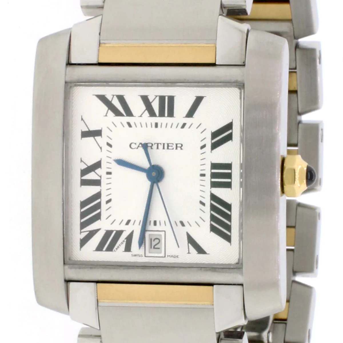 Cartier Tank Francaise Large 2-Tone 18K Yellow Gold & SS 28MM Silver Roman Dial Automatic Watch W51005Q4 - Image 7