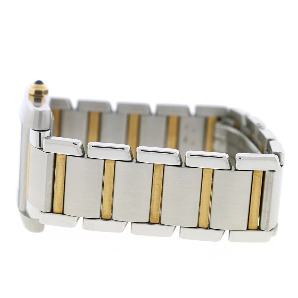 Cartier Tank Francaise Large 2-Tone 18K Yellow Gold & Stainless Steel 28MM Silver Roman Dial Watch W51005Q4 - Image 6
