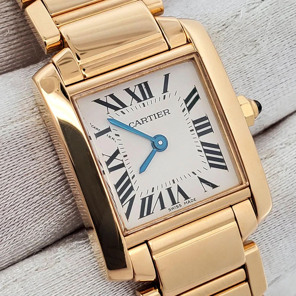 Cartier Tank Francaise Small 20mm 18k Yellow Gold Roman Dial Watch W50002N2 Box Papers - Image 3