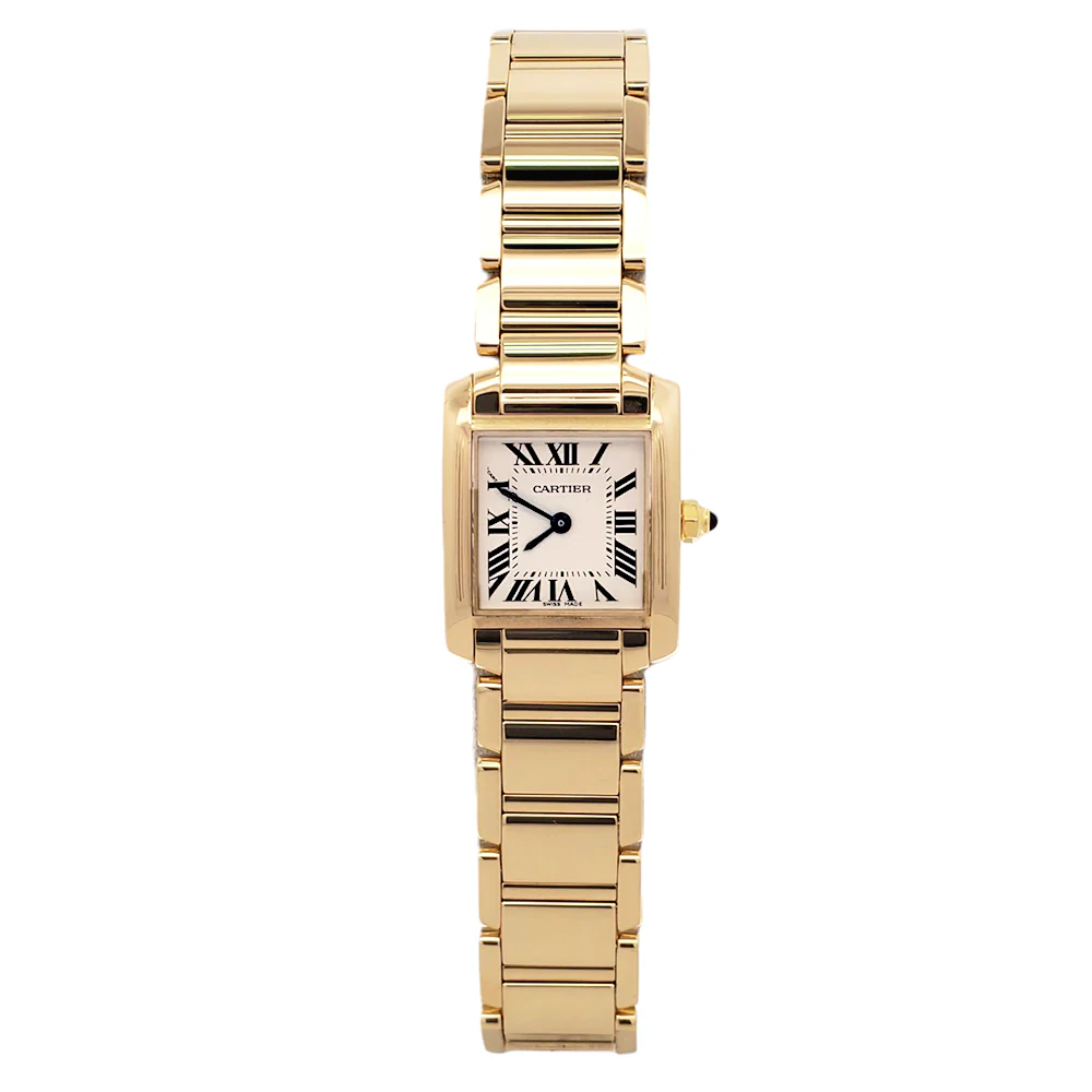 Cartier Tank Francaise Small 20mm 18K Yellow Gold White Roman Dial Ladies Watch 2385 W50002N2 - Image 4