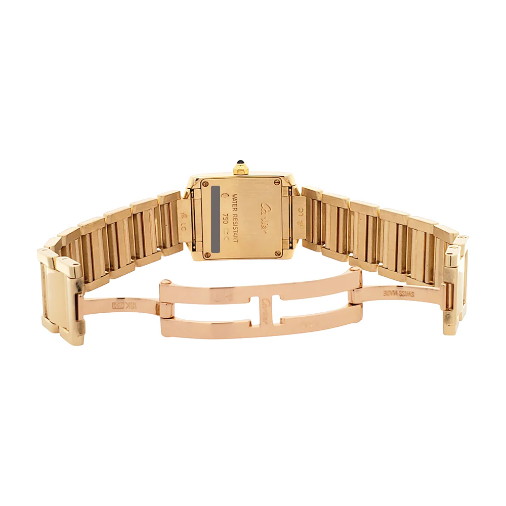 Cartier Tank Francaise Small 20mm 18K Yellow Gold White Roman Dial Ladies Watch 2385 W50002N2 - Image 7