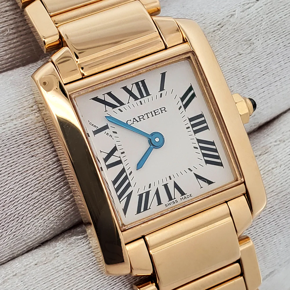 Cartier Tank Francaise Small 20mm White Roman 18K Yellow Gold Ladies Watch 2385 - Image 2