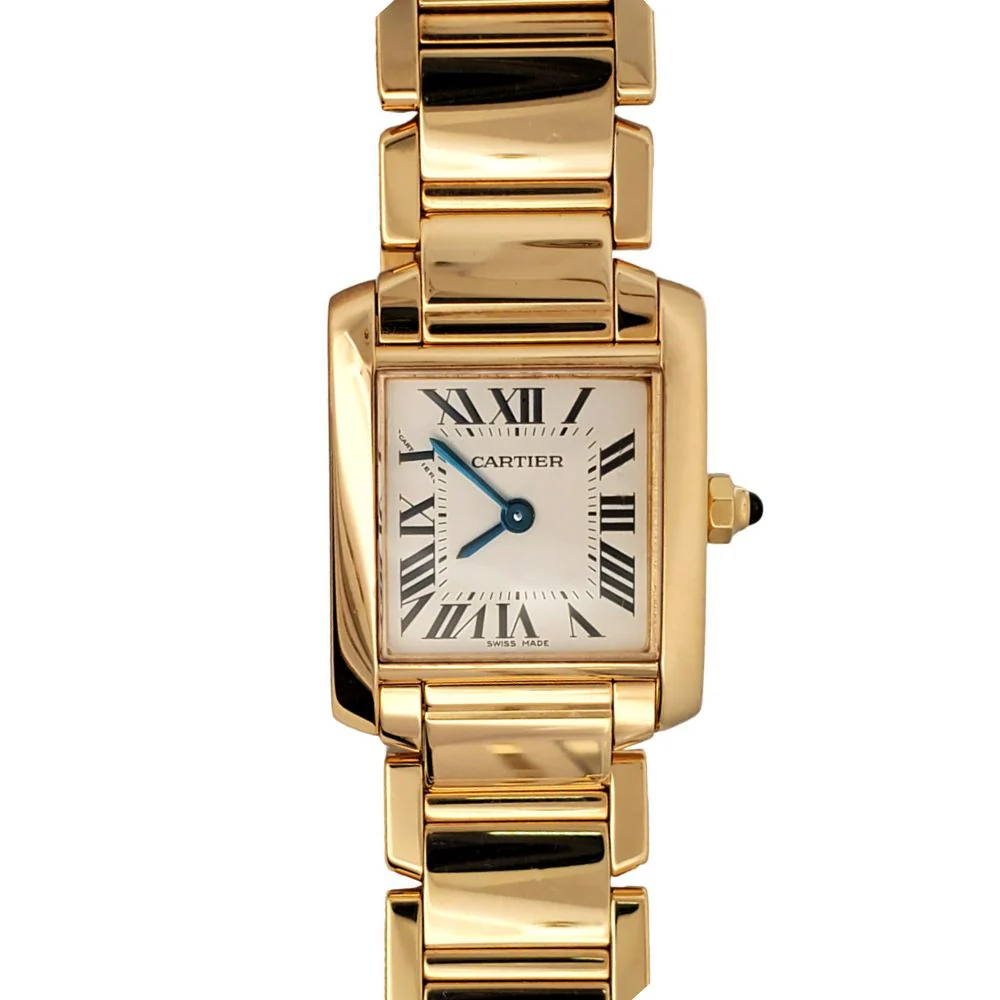 Cartier Tank Francaise Small 20mm White Roman 18K Yellow Gold Ladies Watch 2385 - Image 4
