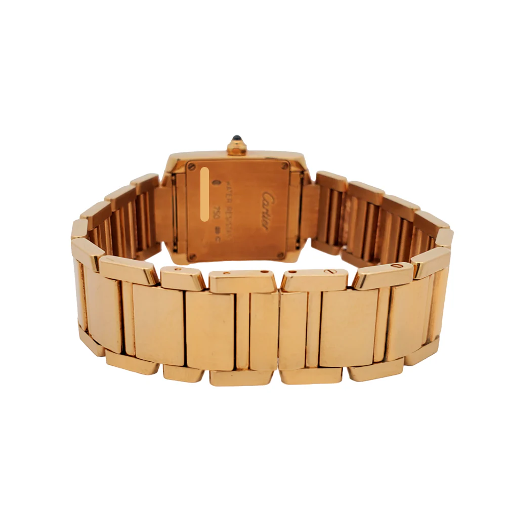 Cartier Tank Francaise Small 20mm White Roman 18K Yellow Gold Ladies Watch 2385 - Image 6
