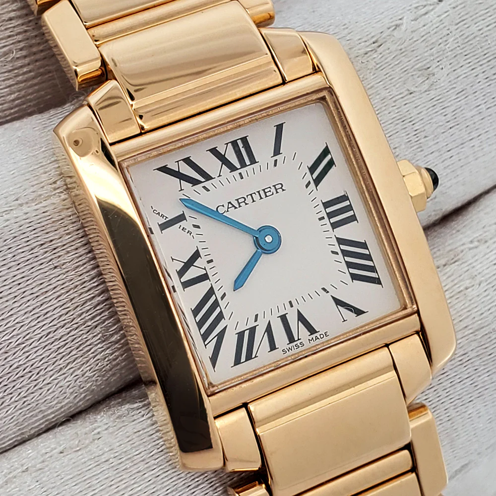 Cartier Tank Francaise Small 20mm White Roman 18K Yellow Gold Ladies Watch 2385 - Image 2
