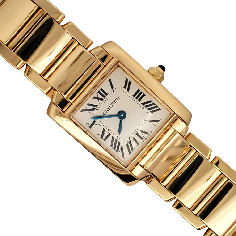 Cartier Tank Francaise Small 20mm White Roman 18K Yellow Gold Ladies Watch 2385 - Image 3