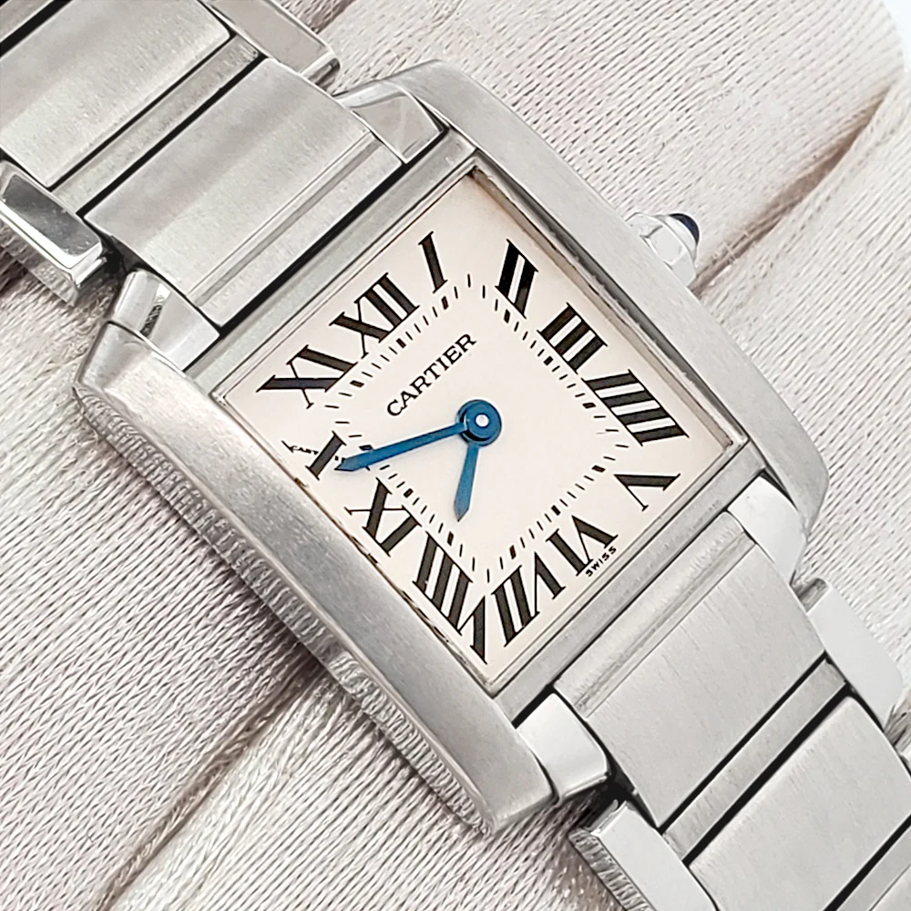 Cartier Tank Francaise Small 20mm White Roman Steel Quartz Watch 2384 W51007Q3 - Image 2