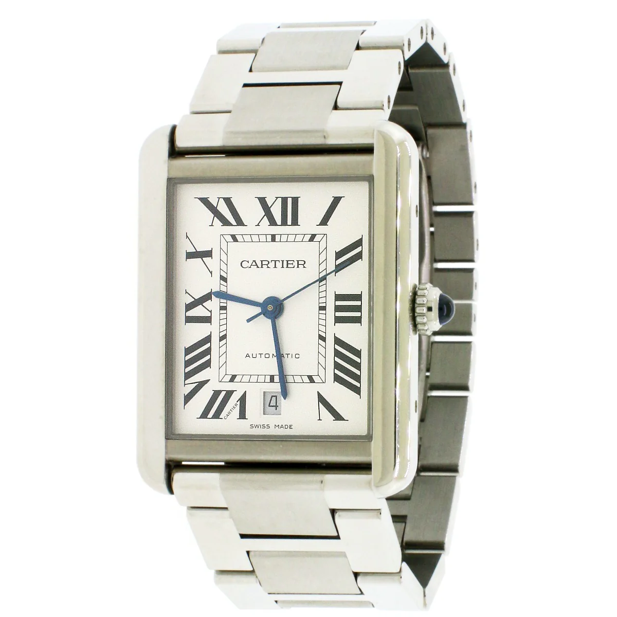 Cartier Tank Solo XL Stainless Steel 31mm Silver Roman Dial Watch W5200028