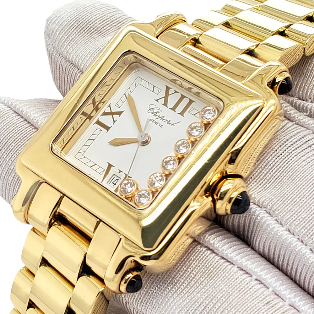 Chopard Happy Sport 27mm White Dial Square Yellow Gold Quartz Watch - Image 2