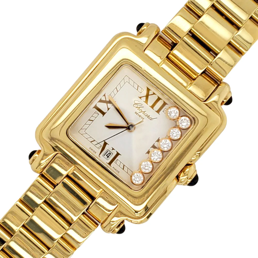 Chopard Happy Sport 27mm White Dial Square Yellow Gold Quartz Watch - Image 3