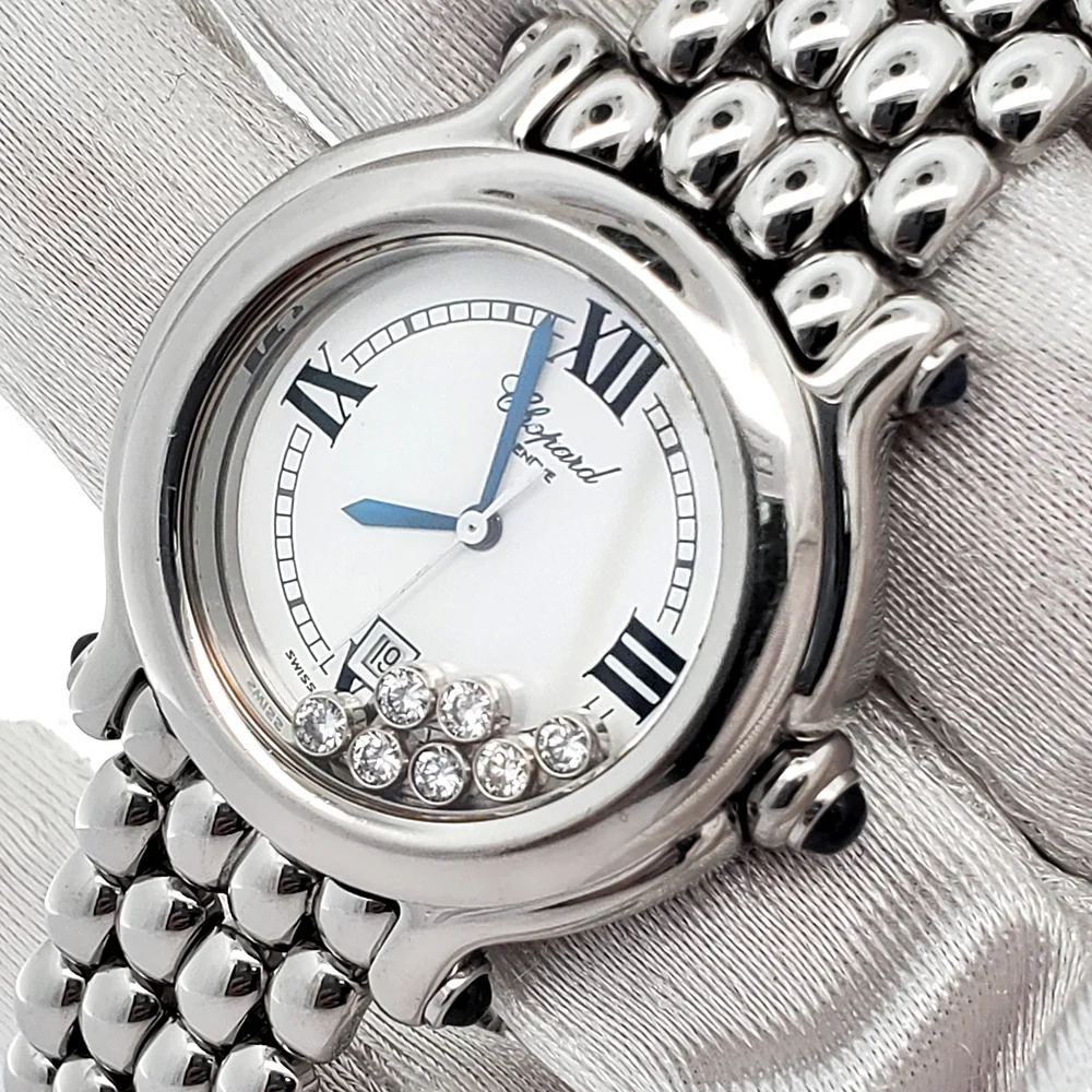 Chopard Happy Sport 32mm 7 Floating Diamonds Steel Quartz Watch 278236-3005 - Image 3