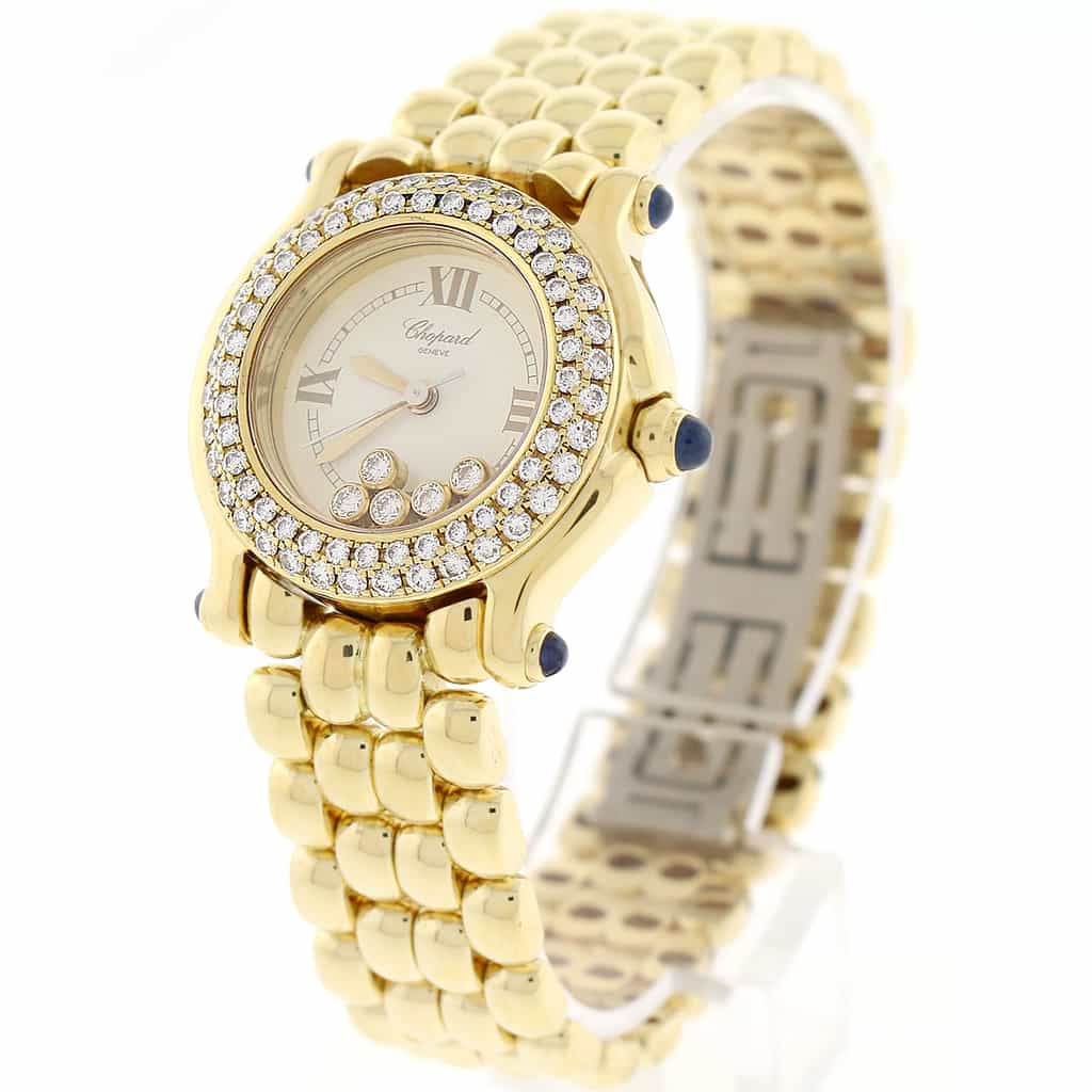 Chopard Happy Sport Round Classics 18K Yellow Gold Factory Diamond Bezel 26MM Ladies Watch 27/6150-23 - Image 3