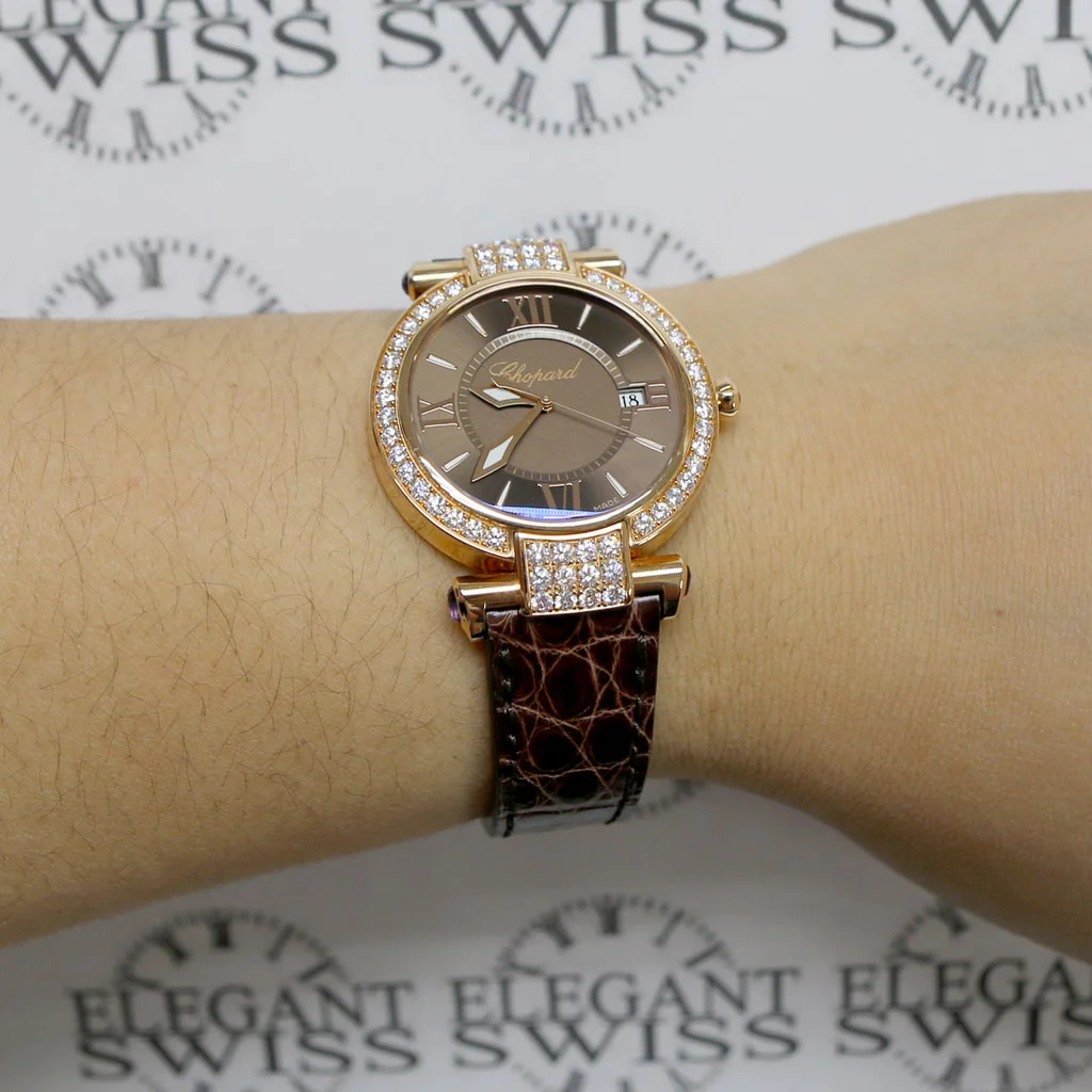 Chopard Imperiale 18K Rose Gold Factory Diamond Bezel Chocolate Dial 36MM Ladies Watch 384221-5011 - Image 4