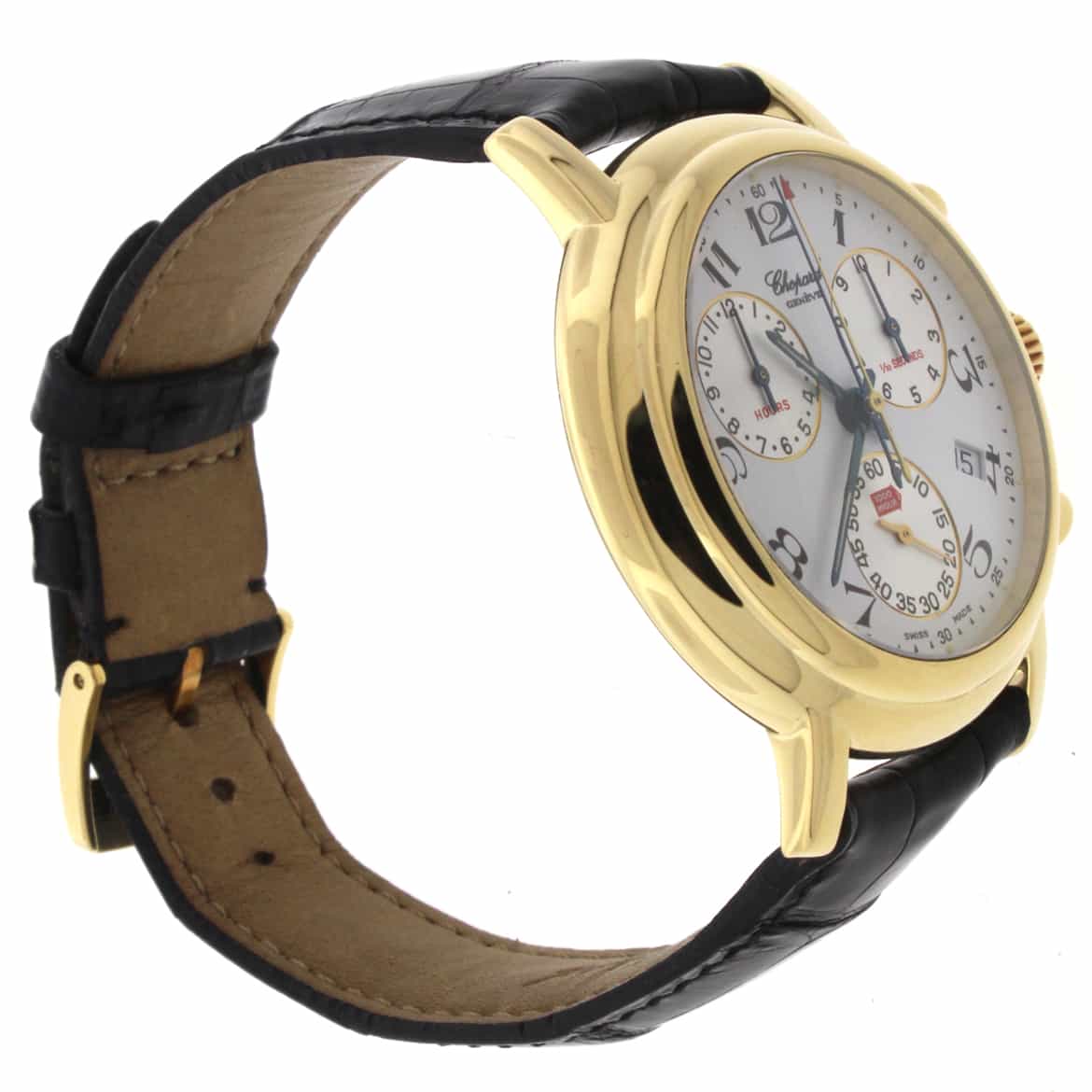 Chopard Mille Miglia Chronograph 18K Yellow Gold 39MM Silver Dial Mens Watch 2250 - Image 6