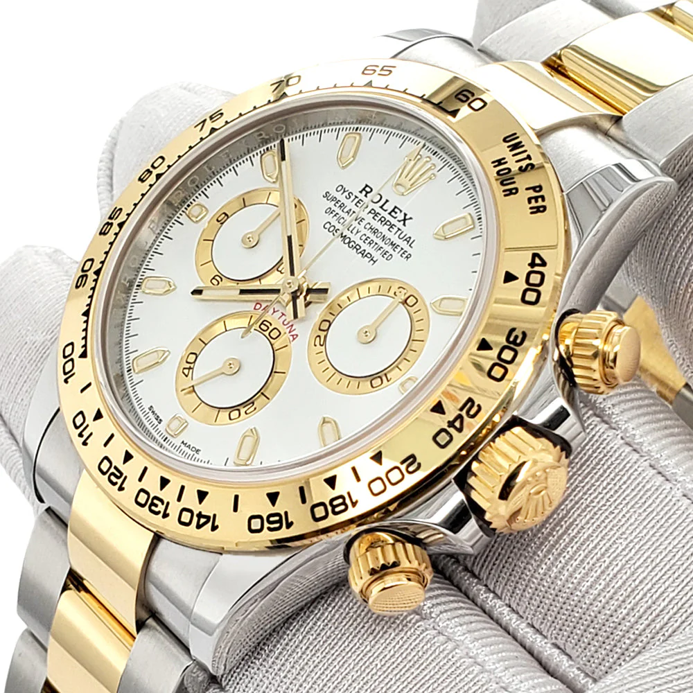 Rolex Cosmograph Daytona 40mm White Dial Yellow Gold Steel Watch 116503