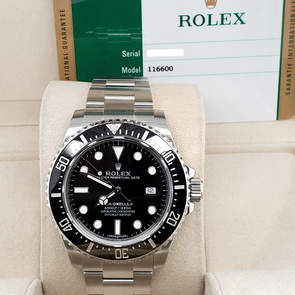 Rolex Sea-Dweller 40mm Black Ceramic Bezel Stainless Steel Watch 116600 Box Papers - Image 3