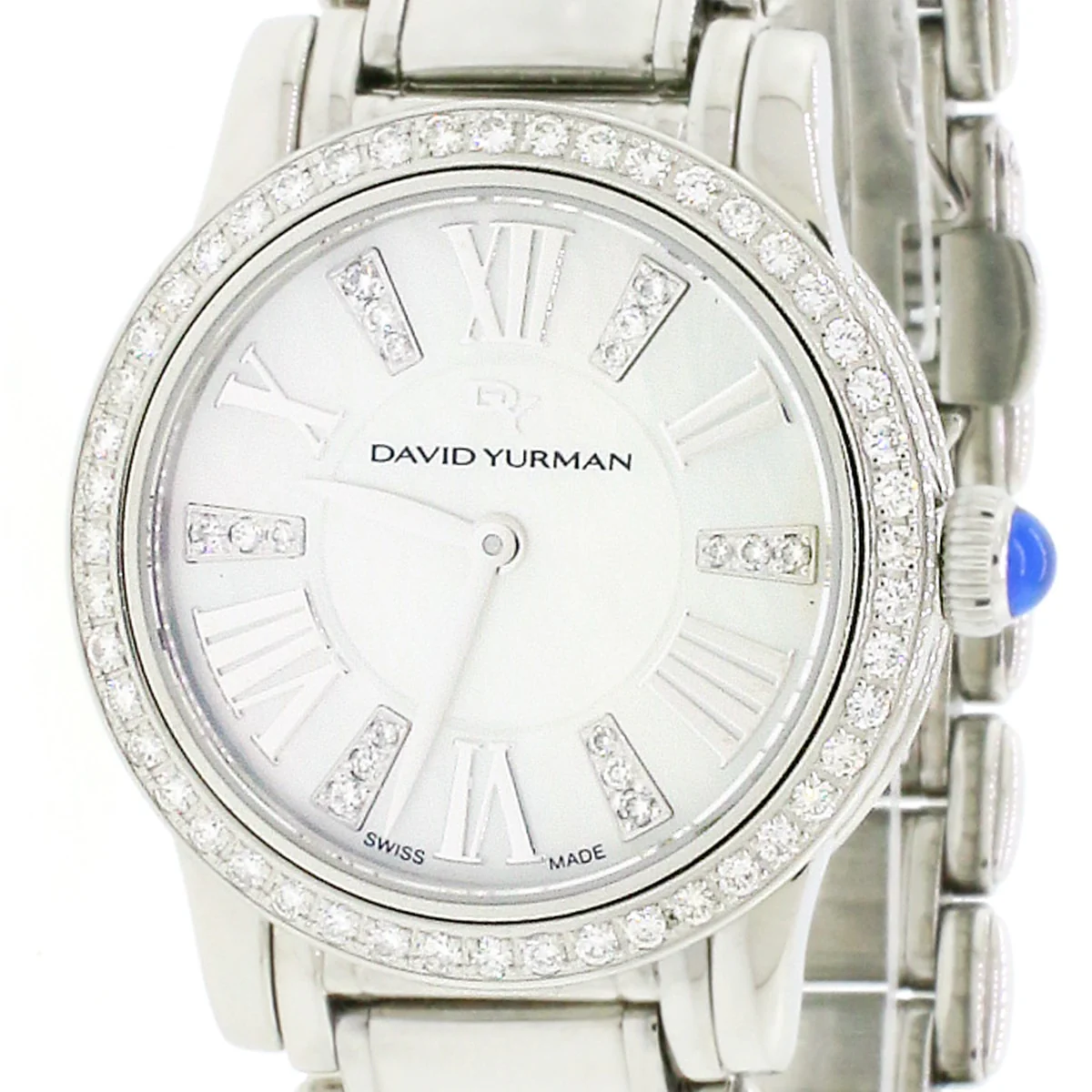 David Yurman Factory Diamond Bezel White Ceramic Stainless Women's Quartz Watch 29.5mm T717-S - Image 3