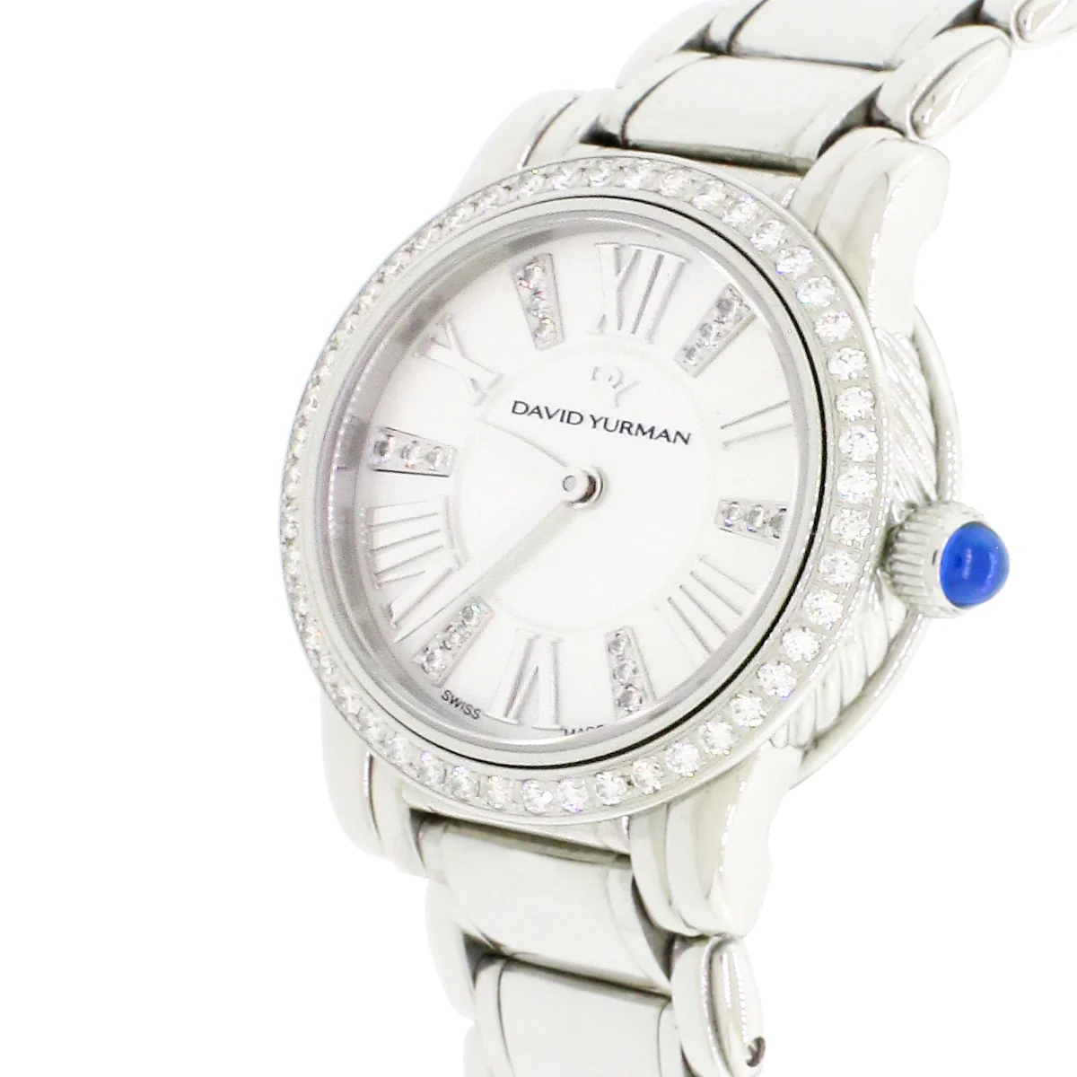 David Yurman Factory Diamond Bezel White Ceramic Stainless Women's Quartz Watch 29.5mm T717-S - Image 4