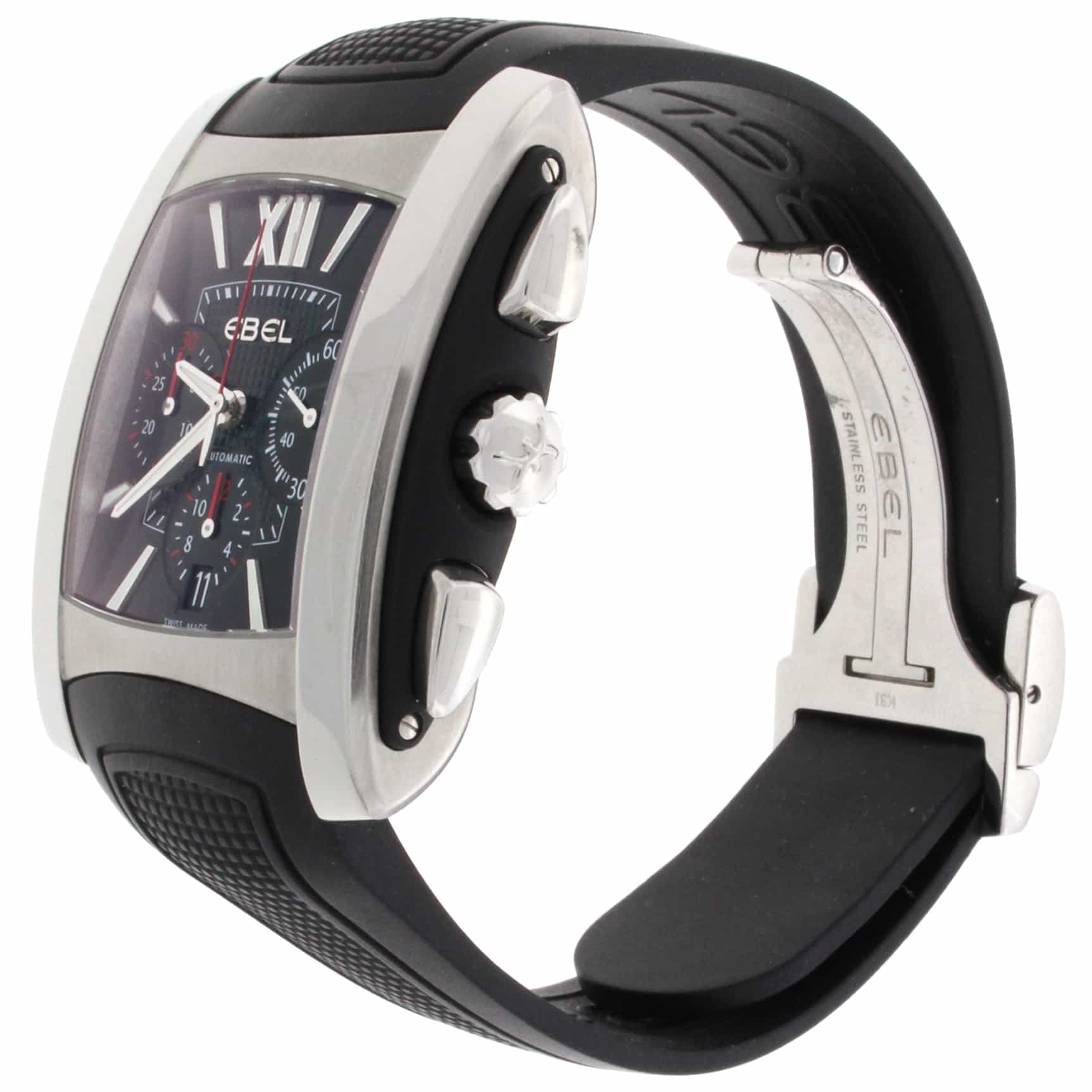 Ebel Brasilia Chronograph Black Dial Stainless Steel Automatic Mens Watch E9126M52 - Image 4