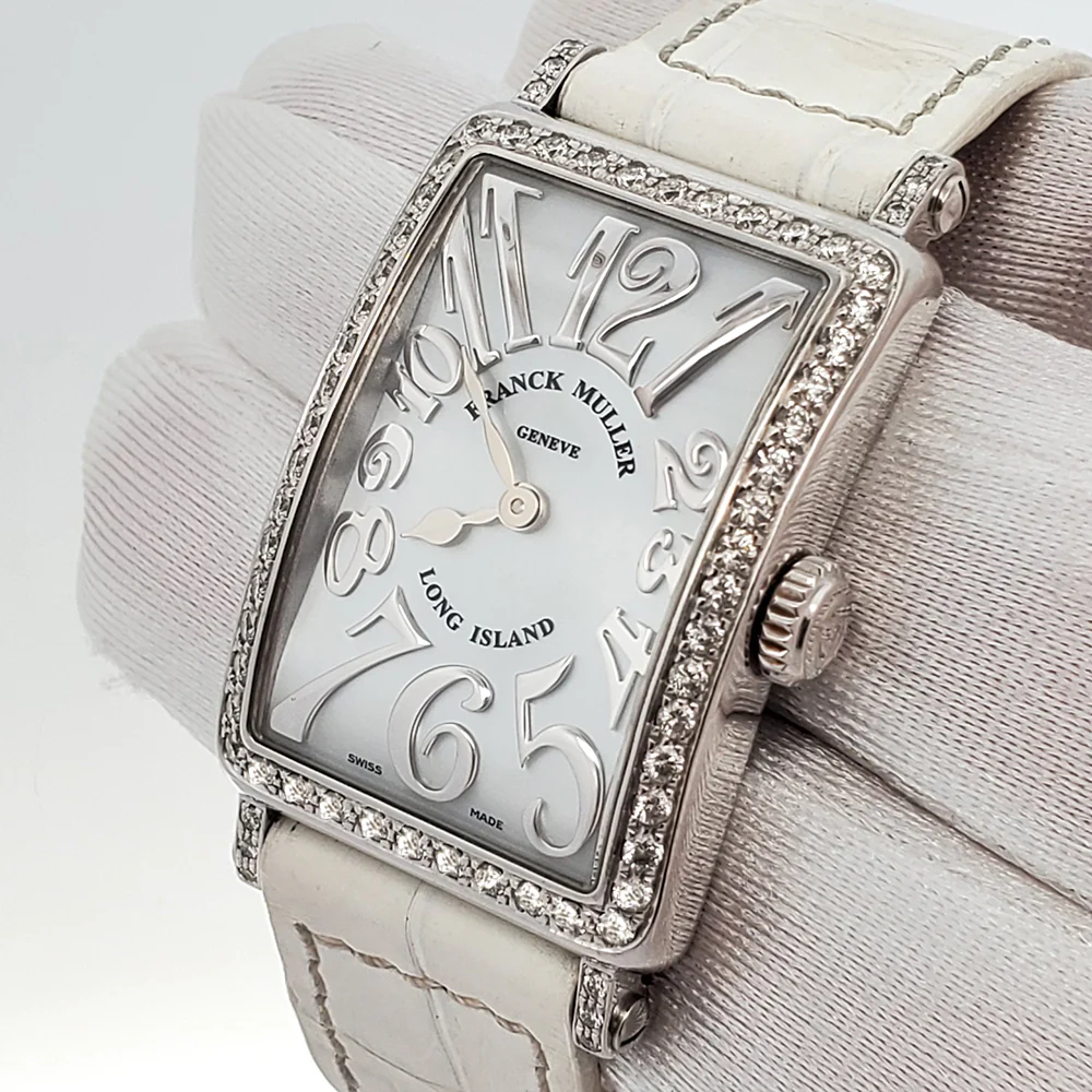 Franck Muller Long Island 23mm Quartz White MOP Factory Diamond Bezel/Lugs Steel Watch 902QZ REL MOP D 1R Box Papers - Image 3