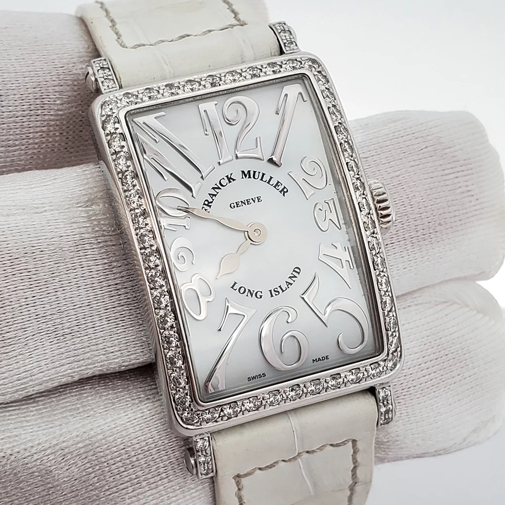 Franck Muller Long Island 23mm Quartz White MOP Factory Diamond Bezel/Lugs Steel Watch 902QZ REL MOP D 1R Box Papers - Image 4