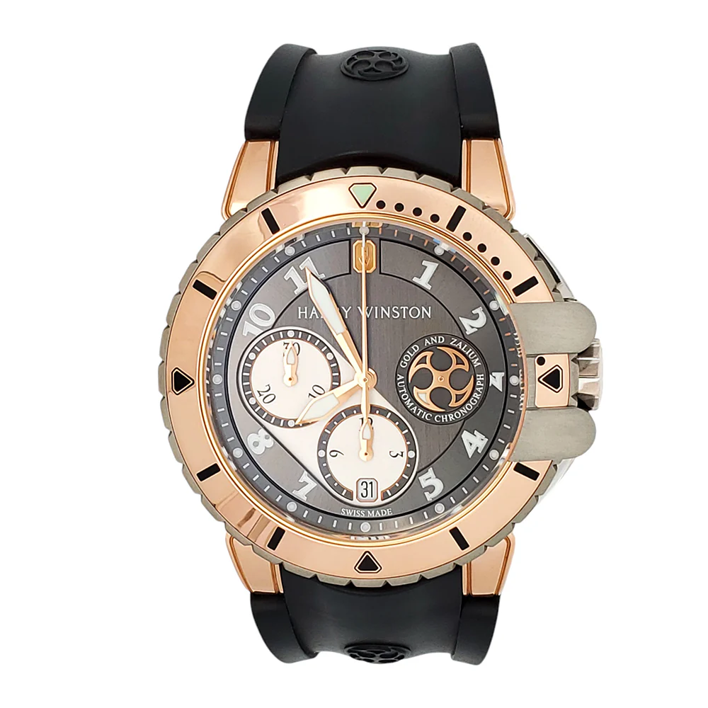 Harry Winston Ocean Diver 44mm 2-tone Rose Gold/Zalium Rubber Strap 410 MCA44RZ Watch - Image 2