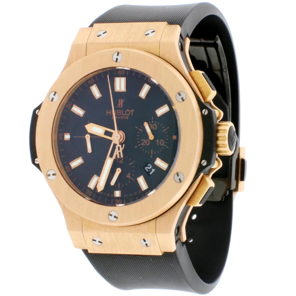 Hublot Big Bang 18K Rose 44MM Black Index Dial Chronograph Automatic Mens Watch 301.PX.1180.RX