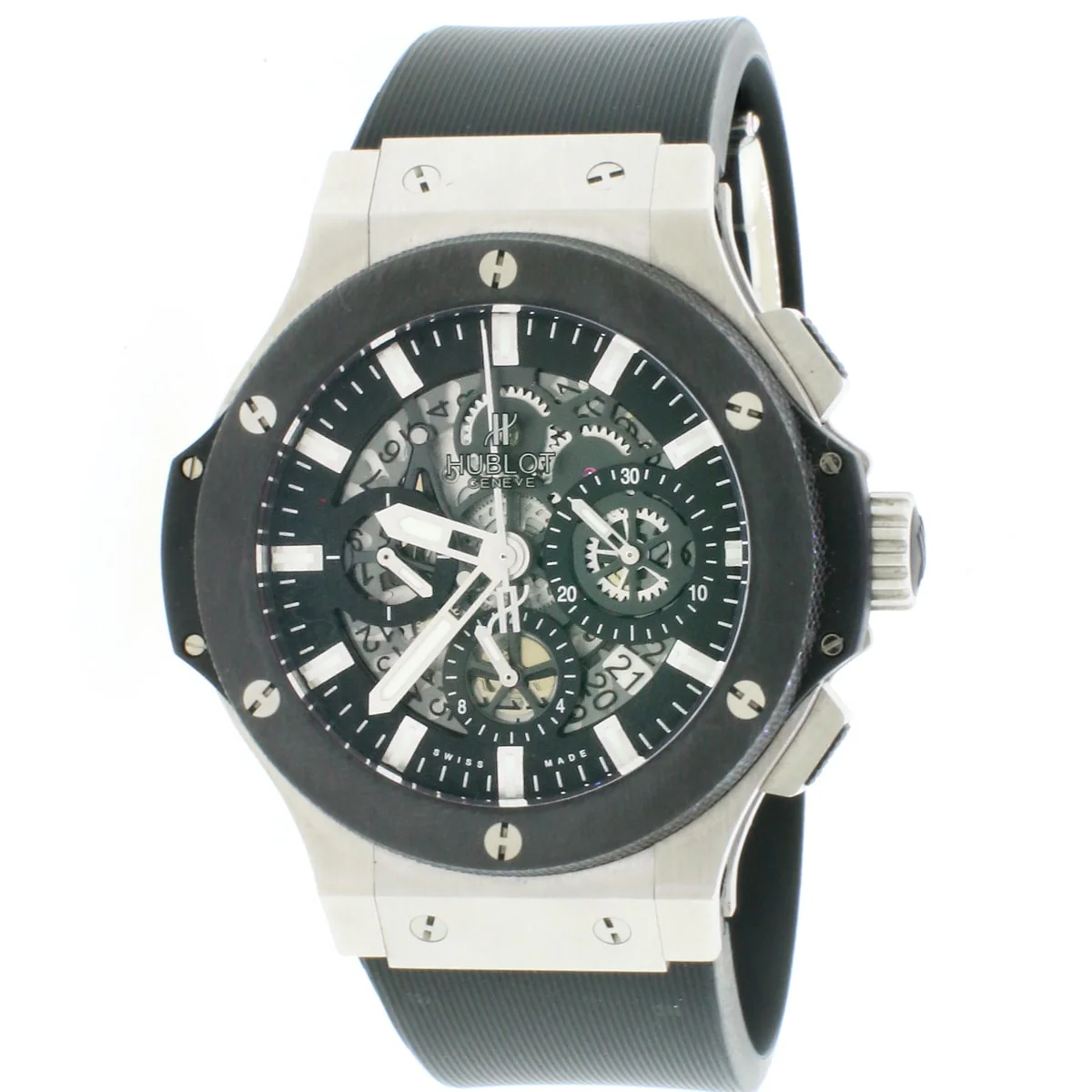 Hublot Big Bang Aero Bang Black Skeleton Dial Ceramic Bezel 44MM Chronograph Automatic Stainless Steel Watch 311.SX.1170.RX w/ Box Papers