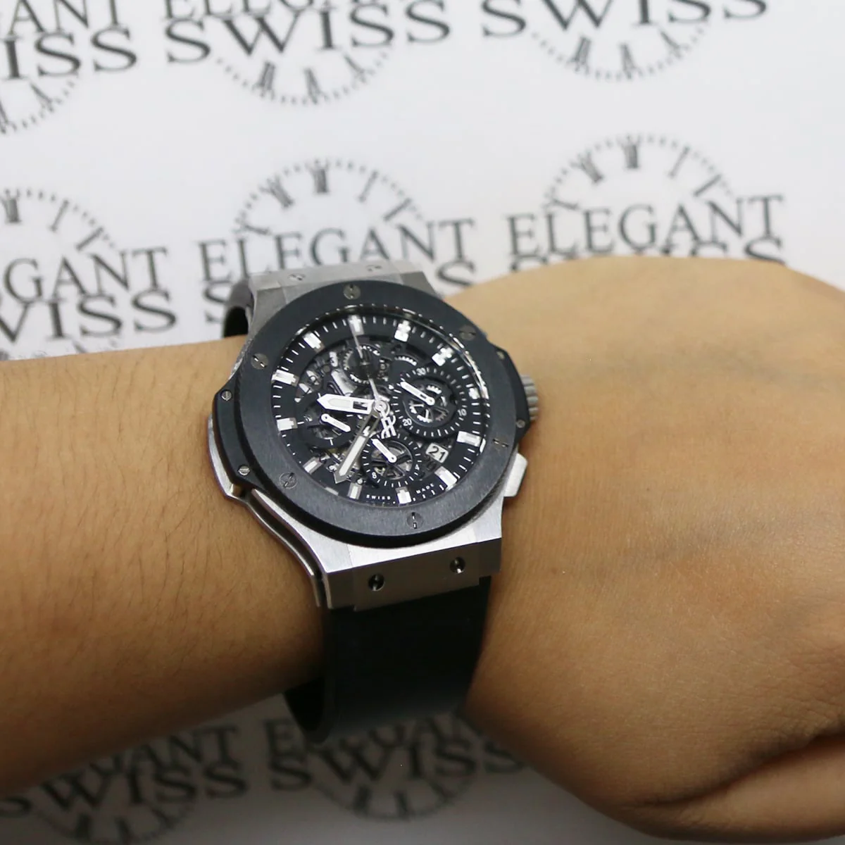Hublot Big Bang Aero Bang Black Skeleton Dial Ceramic Bezel 44MM Chronograph Automatic Stainless Steel Watch 311.SX.1170.RX w/ Box Papers - Image 3