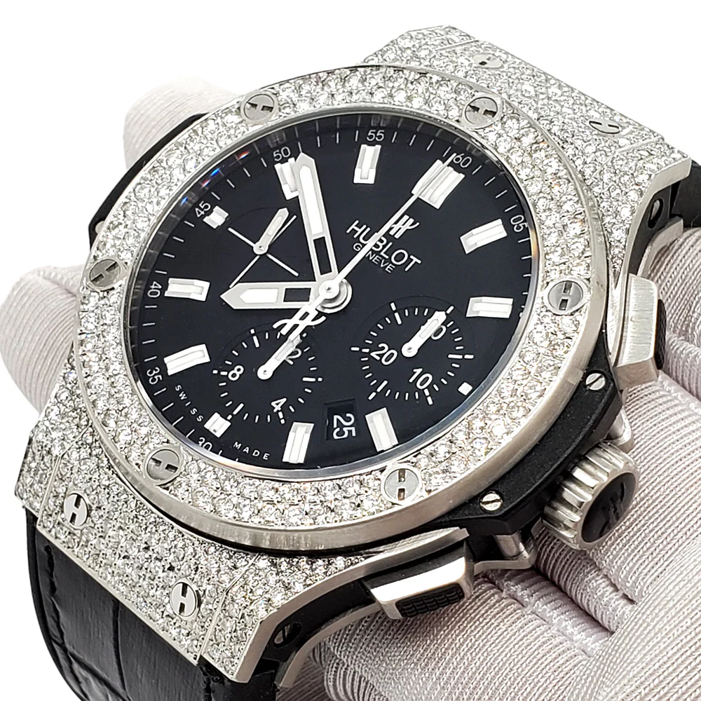 Hublot Big Bang Chronograph 44mm 3.6CT Diamond Bezel/Case/Black Dial Watch - Image 2
