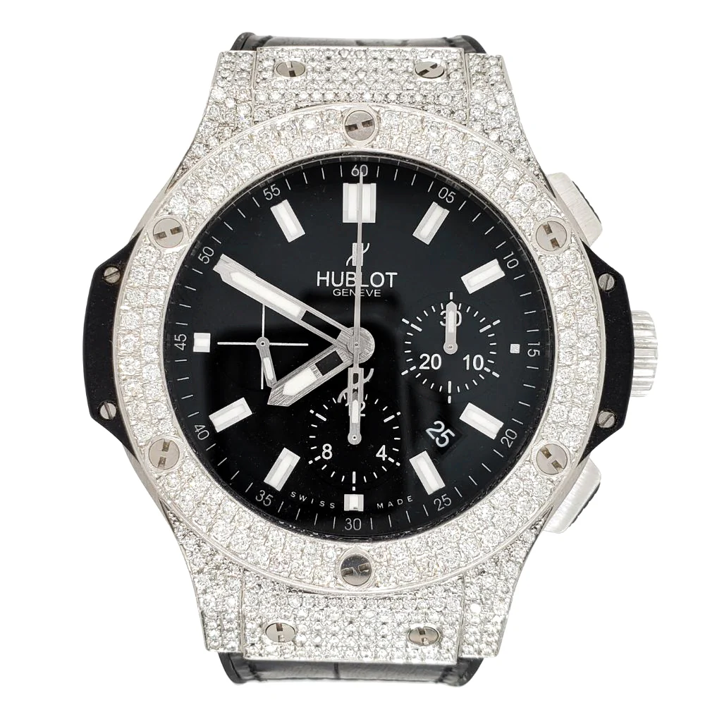Hublot Big Bang Chronograph 44mm 3.6CT Diamond Bezel/Case/Black Dial Watch - Image 3