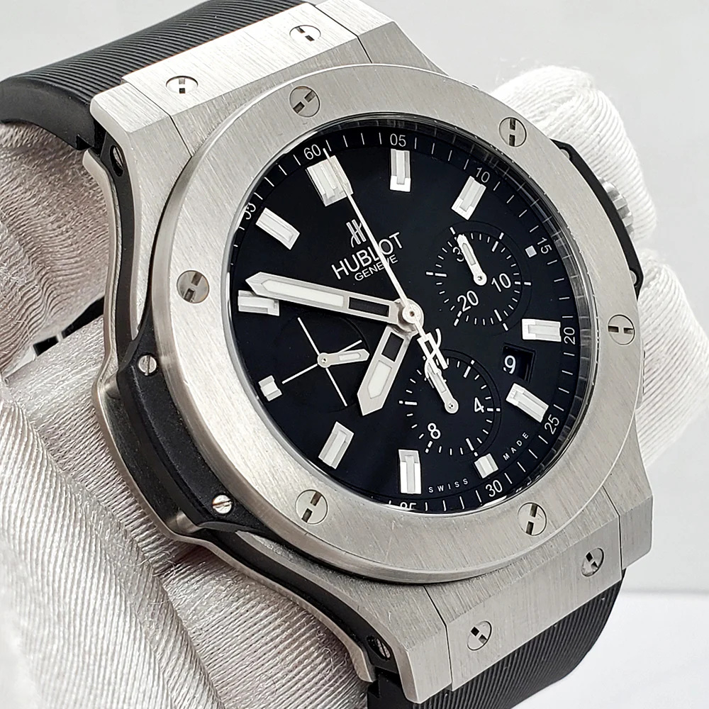 Hublot Big Bang Chronograph 44mm Black Dial/Rubber Strap/Steel Watch 301.SX.1170.RX Box Papers - Image 2
