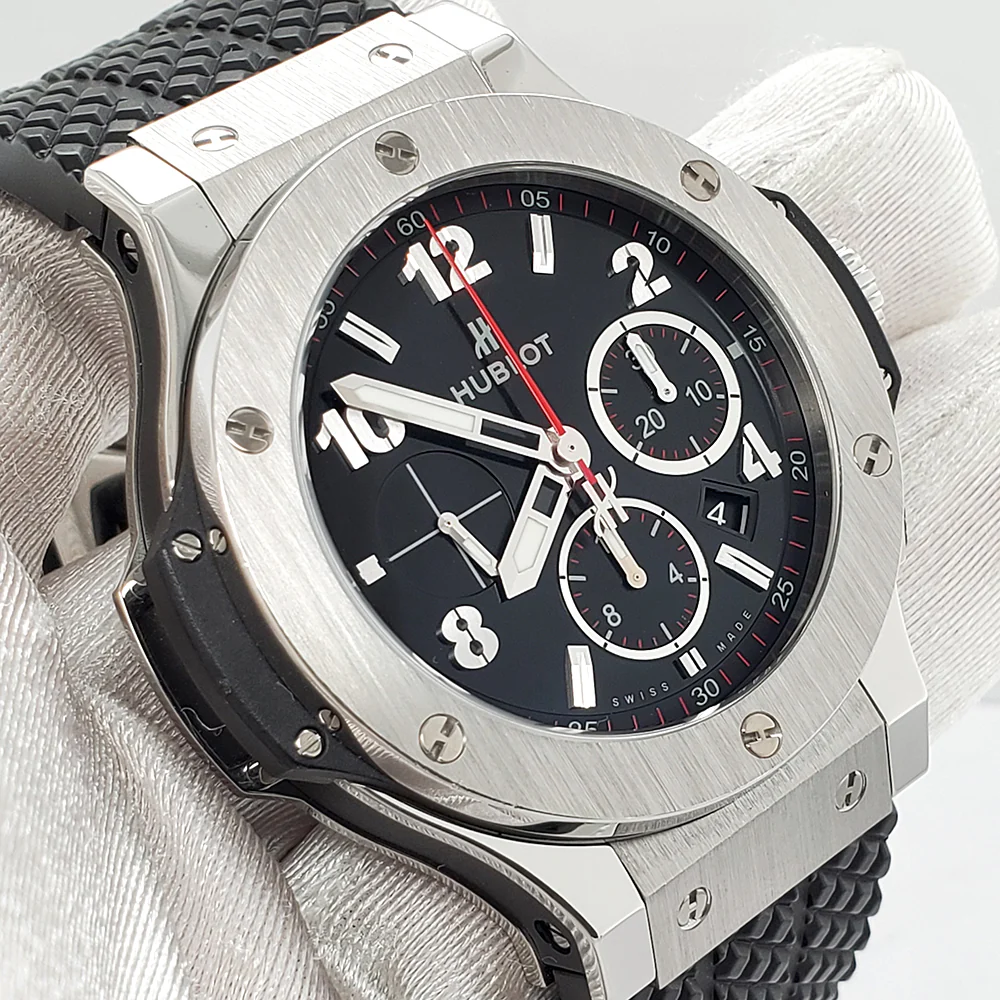 Hublot Big Bang Chronograph 44mm Black Dial/Rubber Strap/Steel Watch 301.SX.130.RX Box Papers - Image 3