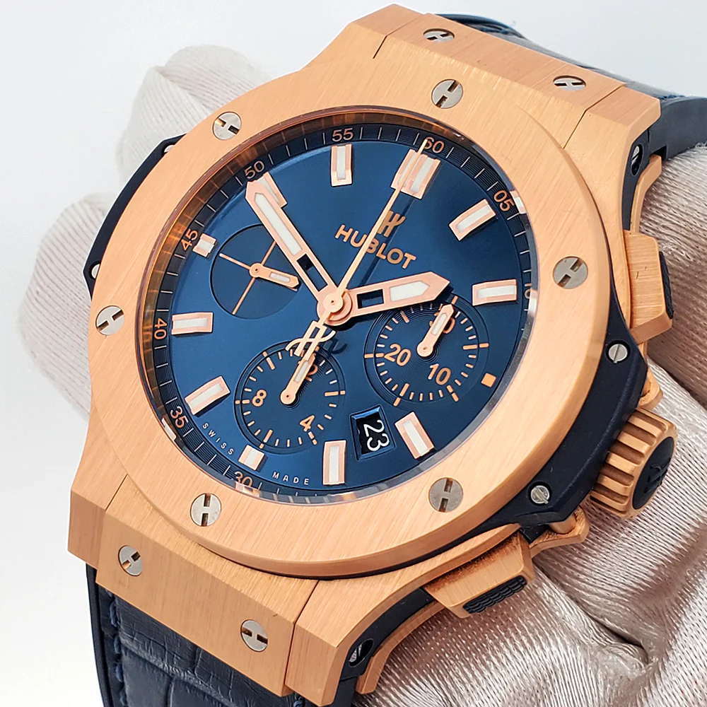 Hublot Big Bang Chronograph 44mm Blue Rose Gold Watch 301.PX.7180.LR Box Papers - Image 2