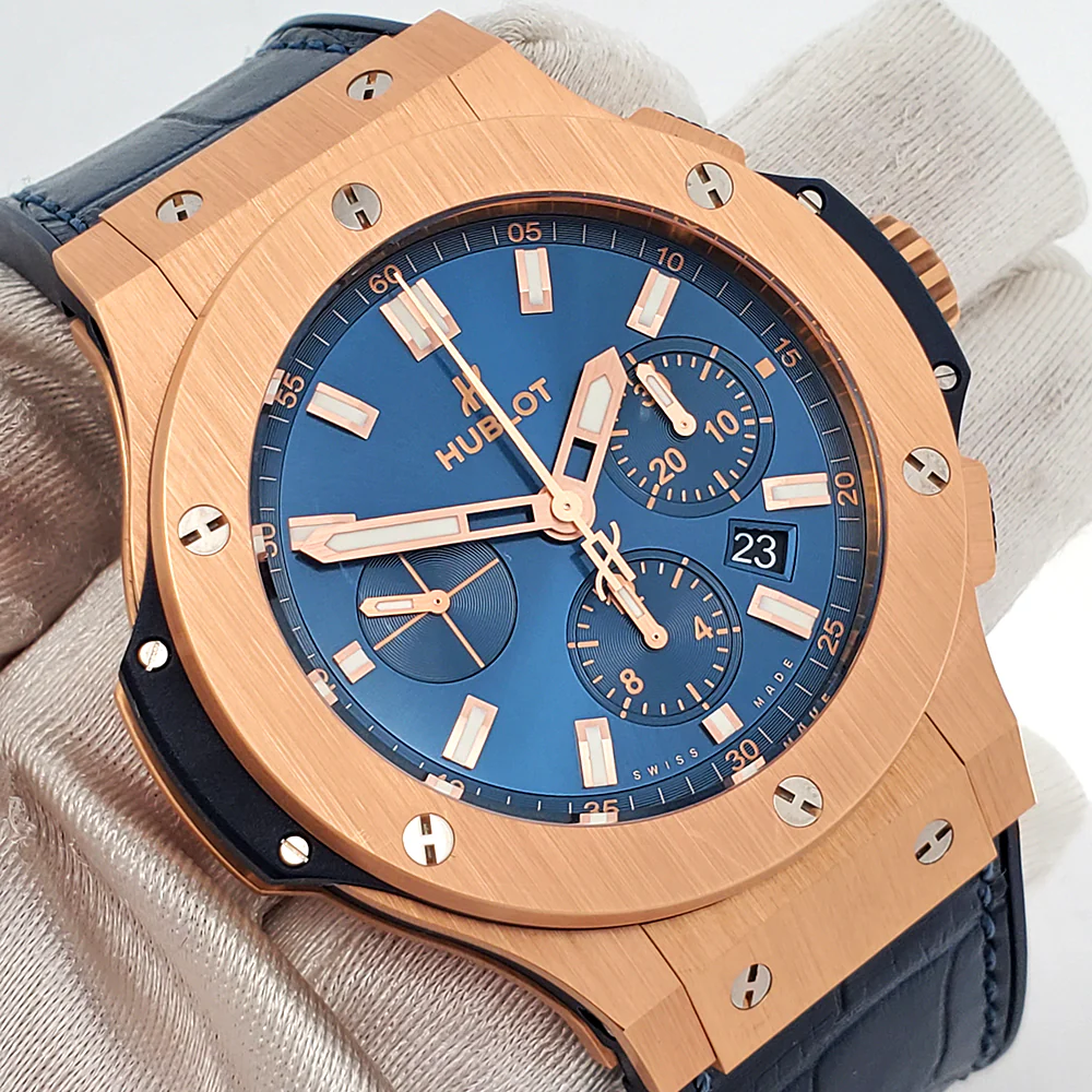 Hublot Big Bang Chronograph 44mm Blue Rose Gold Watch 301.PX.7180.LR Box Papers - Image 3